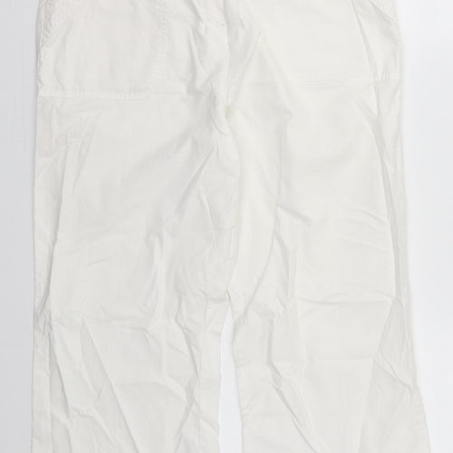 BHS Womens White  Cotton Trousers  Size 12 L22 in Regular Button