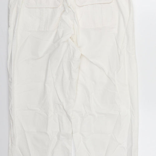 BHS Womens White  Cotton Trousers  Size 12 L22 in Regular Button