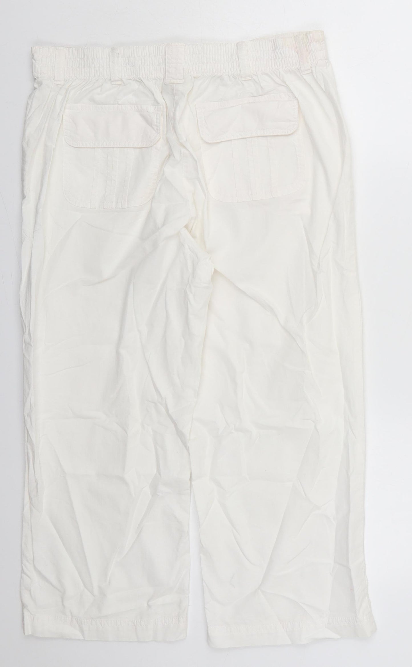 BHS Womens White  Cotton Trousers  Size 12 L22 in Regular Button
