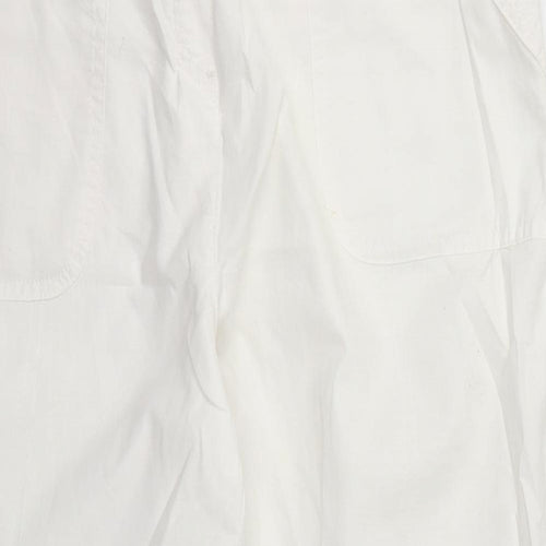 BHS Womens White  Cotton Trousers  Size 12 L22 in Regular Button