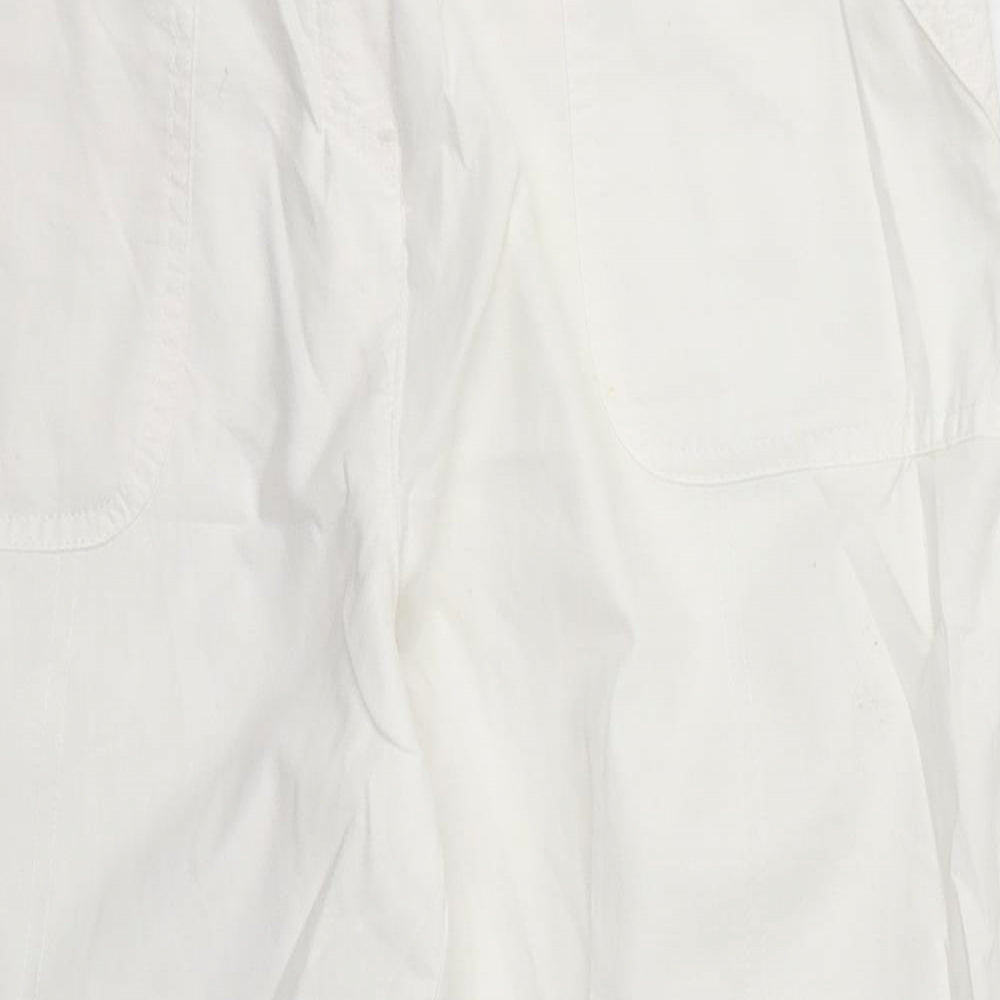 BHS Womens White  Cotton Trousers  Size 12 L22 in Regular Button