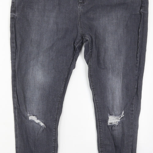Dorothy Perkins Womens Grey  Cotton Skinny Jeans Size 16 L24 in Regular Button