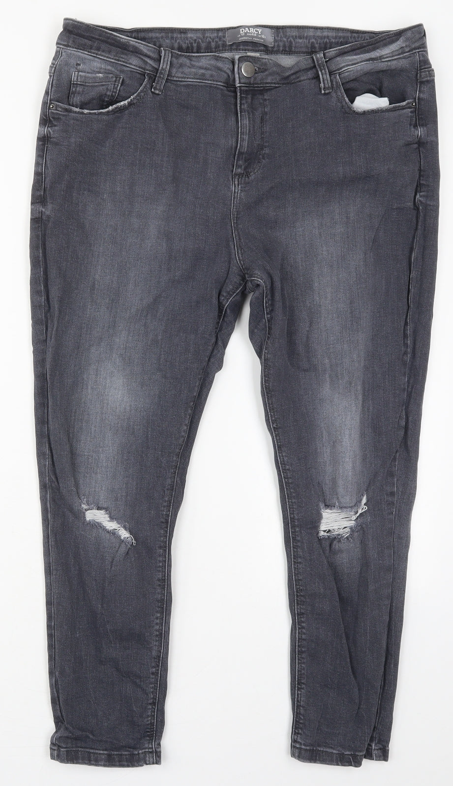 Dorothy Perkins Womens Grey  Cotton Skinny Jeans Size 16 L24 in Regular Button