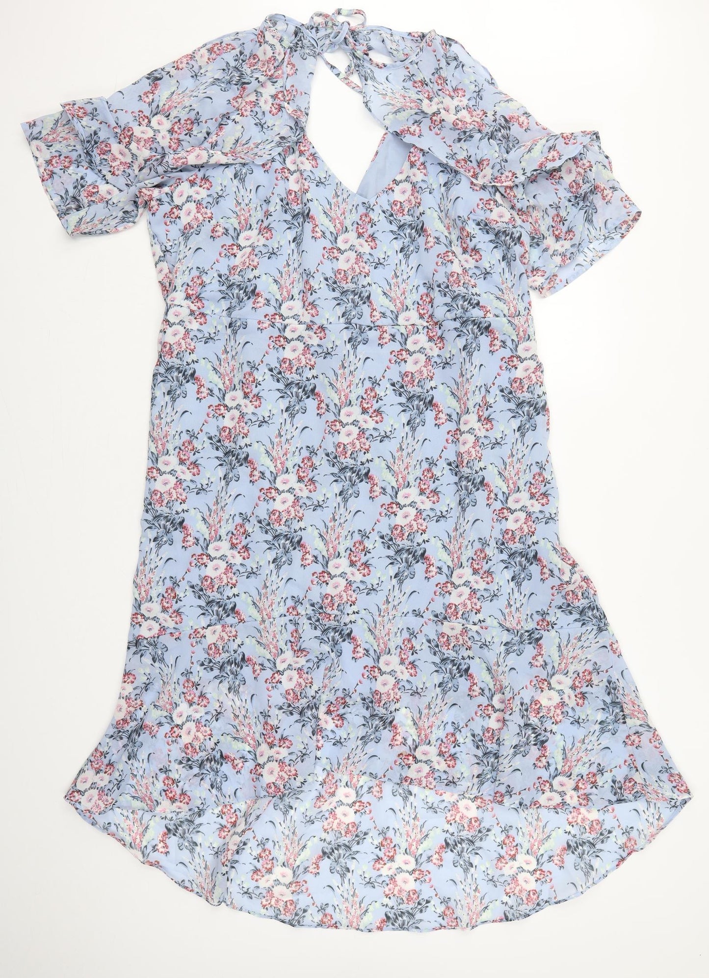 Lovedrobe Womens Blue Floral Polyester A-Line  Size 22  V-Neck Pullover