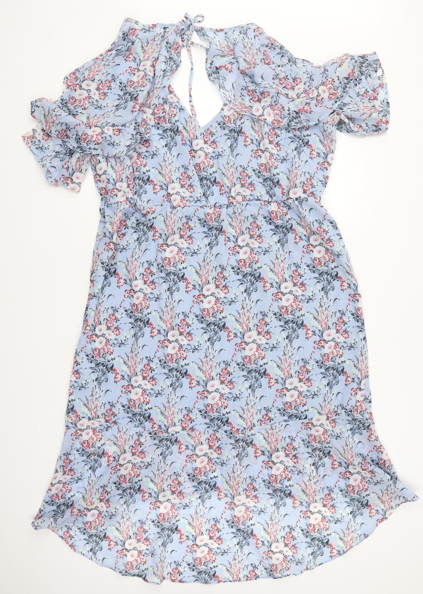 Lovedrobe Womens Blue Floral Polyester A-Line  Size 22  V-Neck Pullover