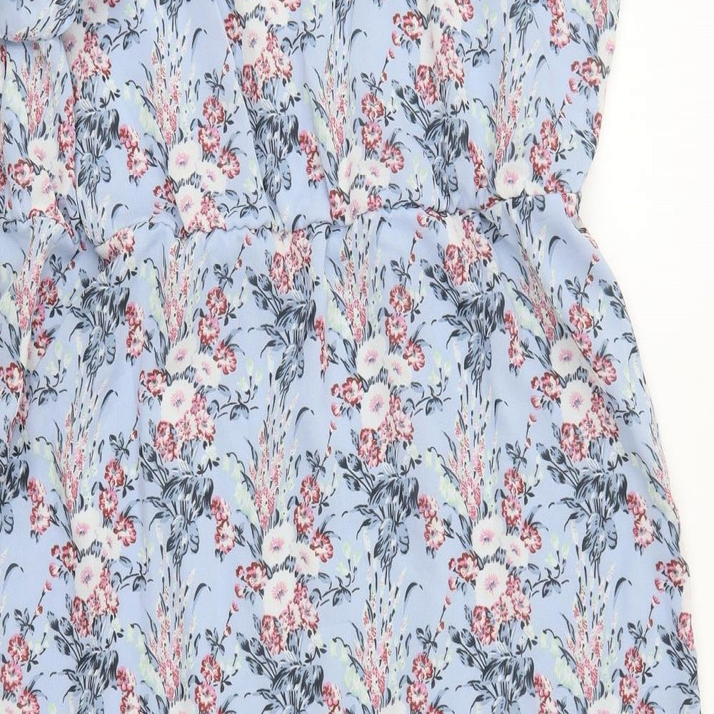 Lovedrobe Womens Blue Floral Polyester A-Line  Size 22  V-Neck Pullover