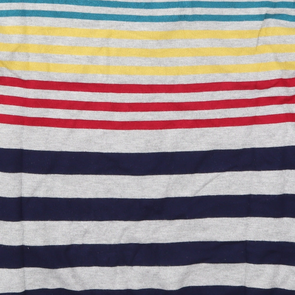 Paco Boutique Womens Grey Crew Neck Striped Viscose Pullover Jumper Size 14   - Red Yellow and Blue Stripes