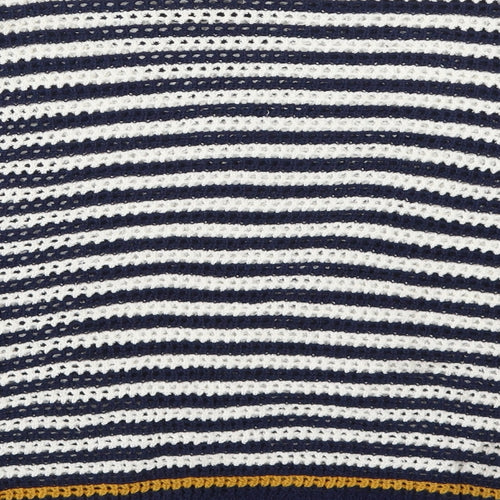 Papaya Womens Blue Round Neck Striped Acrylic Pullover Jumper Size M