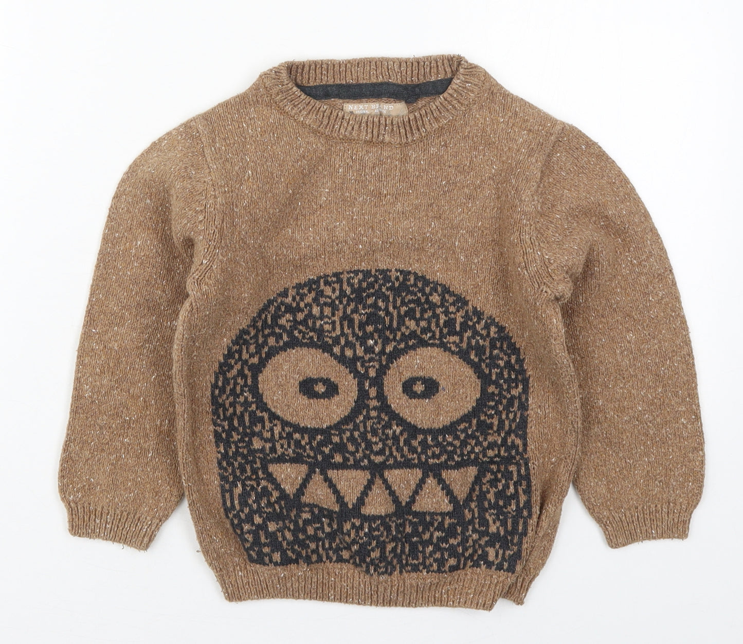 NEXT Boys Brown Crew Neck  Cotton Pullover Jumper Size 4-5 Years  Pullover - Owl