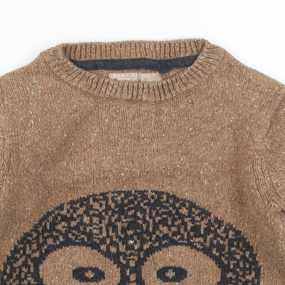 NEXT Boys Brown Crew Neck  Cotton Pullover Jumper Size 4-5 Years  Pullover - Owl