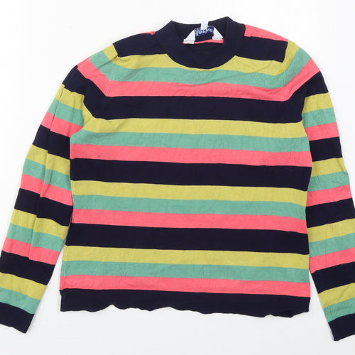 Harkel Womens Green Crew Neck Striped Viscose Pullover Jumper Size 14   - Pink