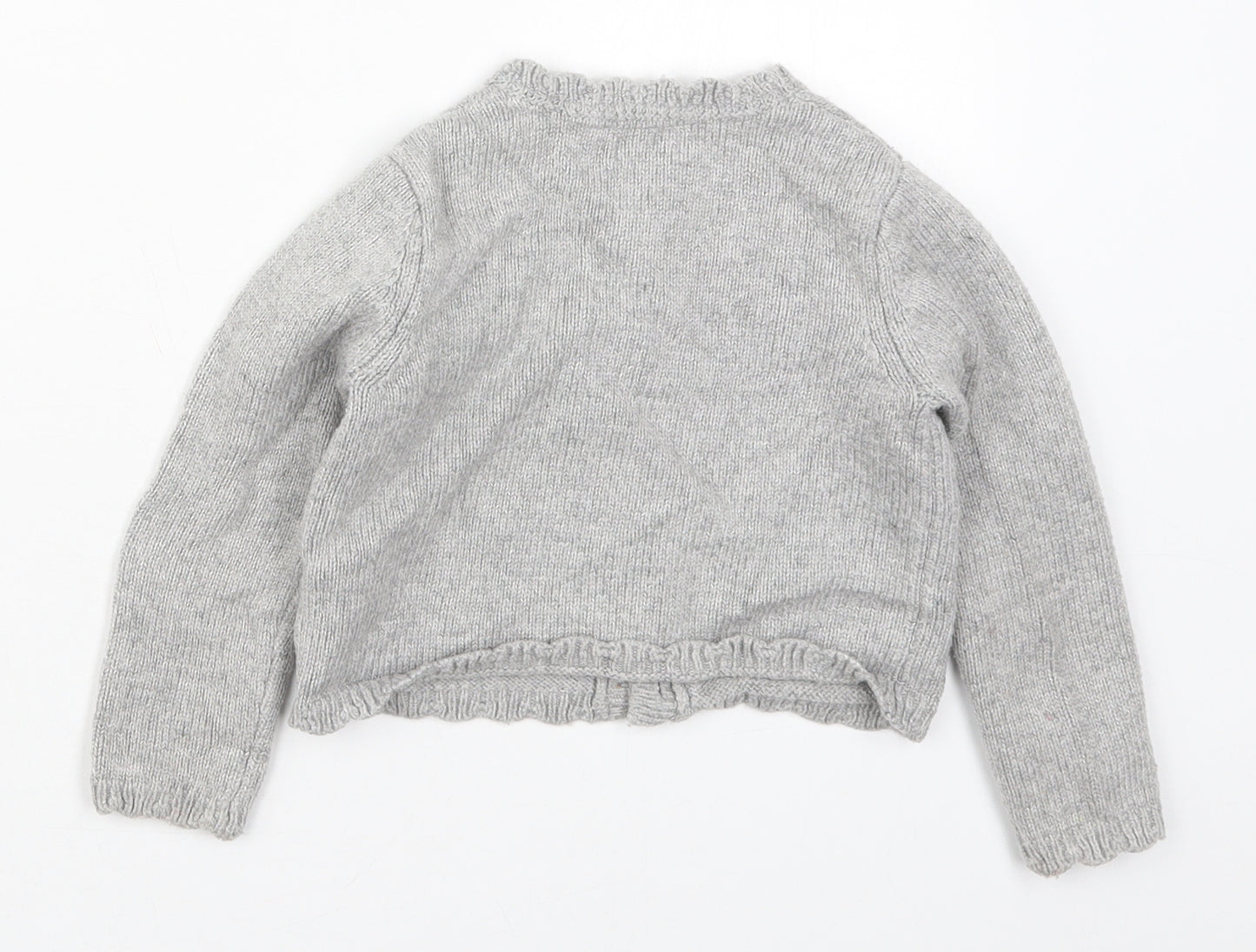 NEXT Girls Grey Crew Neck  Nylon Cardigan Jumper Size 3-4 Years  Button