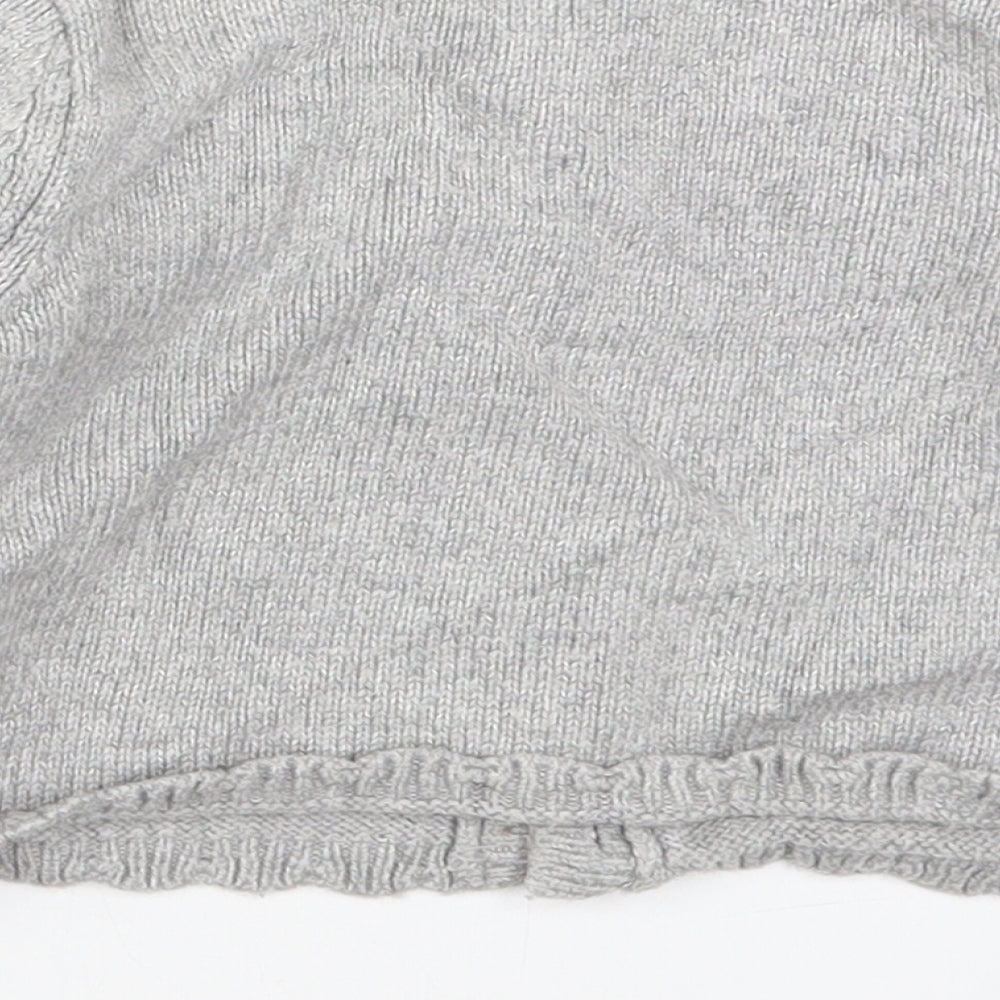 NEXT Girls Grey Crew Neck  Nylon Cardigan Jumper Size 3-4 Years  Button