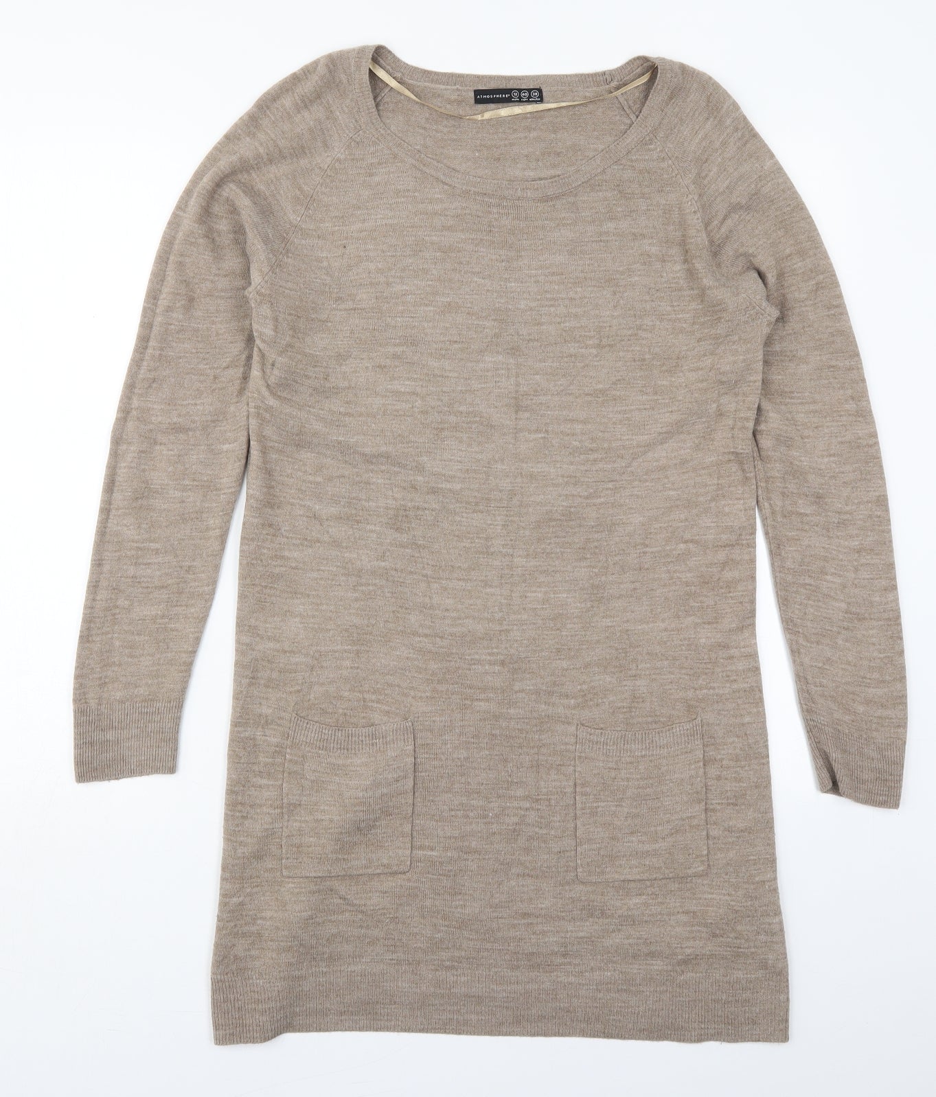 Atmosphere Womens Beige  Acrylic Jumper Dress  Size 12  Crew Neck Pullover