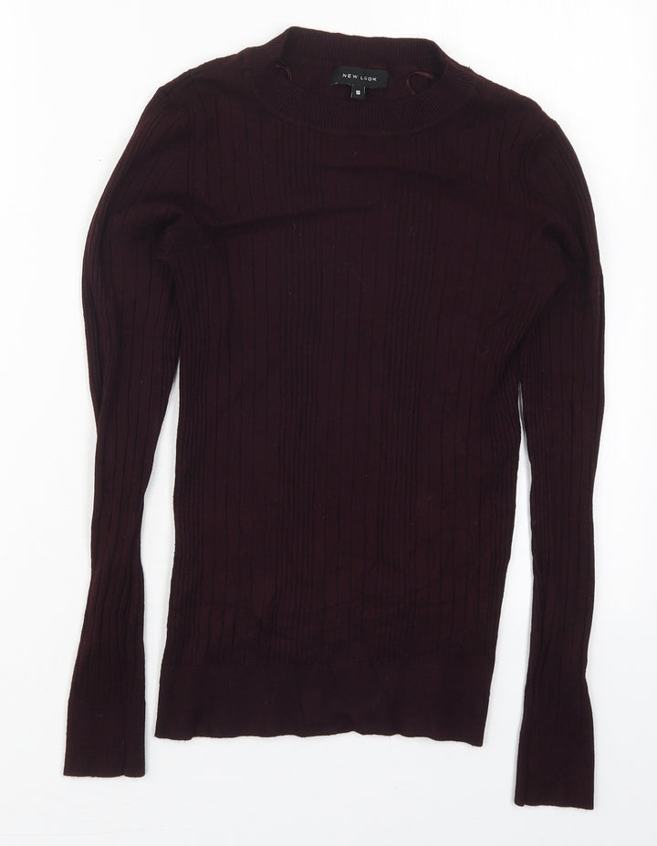 New Look Womens Purple Crew Neck Viscose Pullover Jumper Size 10