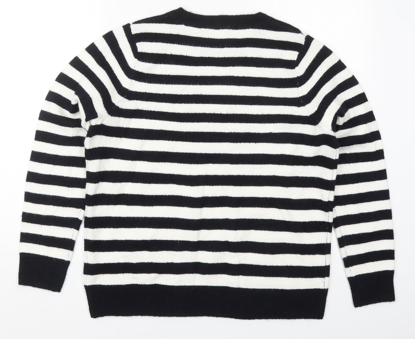 TU Womens Black Crew Neck Striped Acrylic Pullover Jumper Size 16   - Christmas Prints