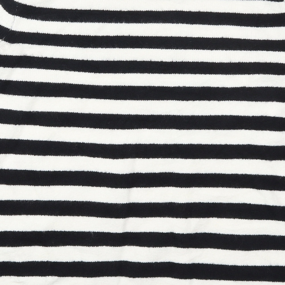 TU Womens Black Crew Neck Striped Acrylic Pullover Jumper Size 16   - Christmas Prints