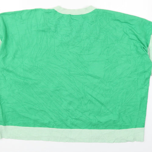Marks and Spencer Womens Green V-Neck  Viscose Pullover Jumper Size 22