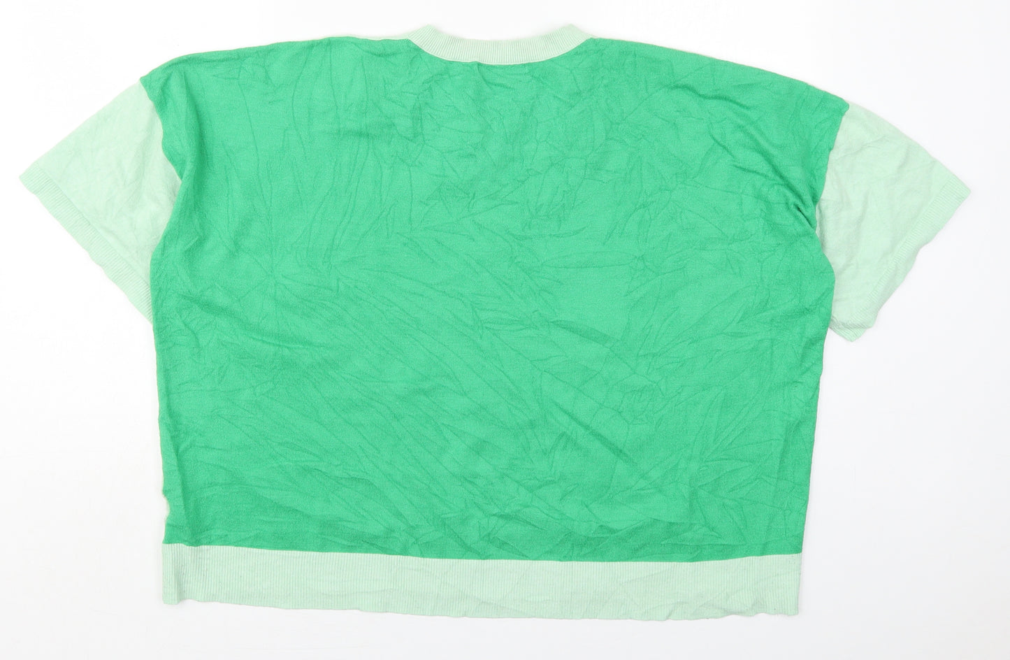 Marks and Spencer Womens Green V-Neck  Viscose Pullover Jumper Size 22