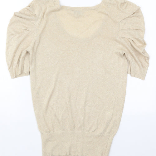Peacocks Womens Beige Round Neck  Viscose Pullover Jumper Size 12