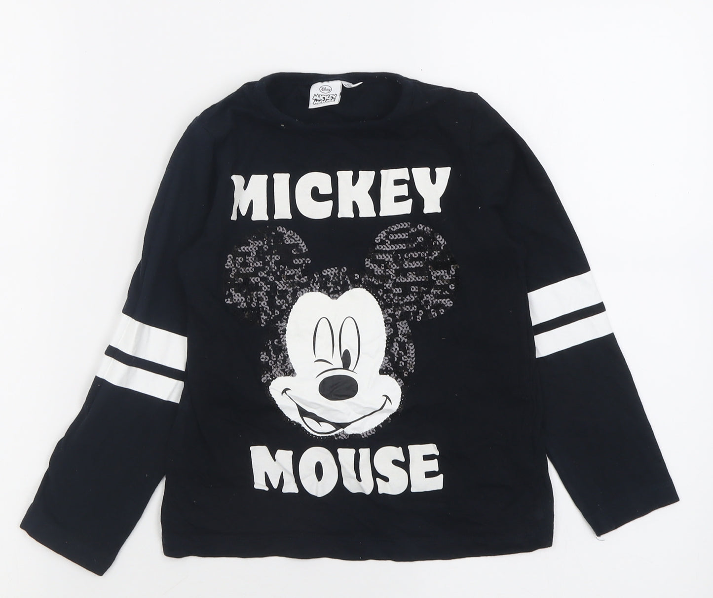 Primark Girls Black  Cotton Basic Casual Size 6-7 Years Crew Neck Pullover - Mickey Mouse Disney