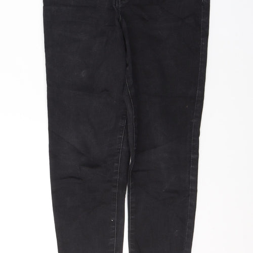 Denim & Co. Womens Black  Cotton Cropped Jeans Size 12 L25 in Regular Button