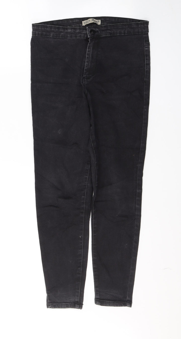 Denim & Co. Womens Black Cotton Cropped Jeans Size 12 L25 in Regular Button