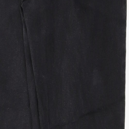 Denim & Co. Womens Black  Cotton Cropped Jeans Size 12 L25 in Regular Button