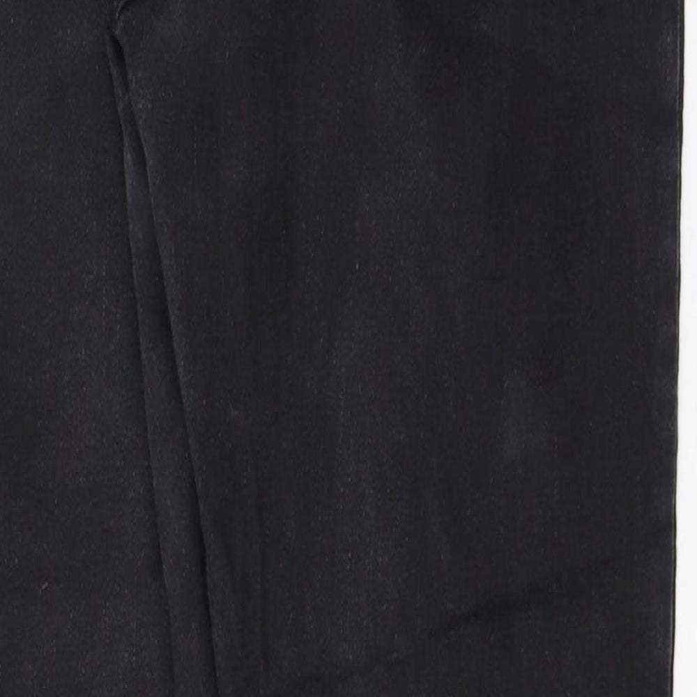 Denim & Co. Womens Black  Cotton Cropped Jeans Size 12 L25 in Regular Button