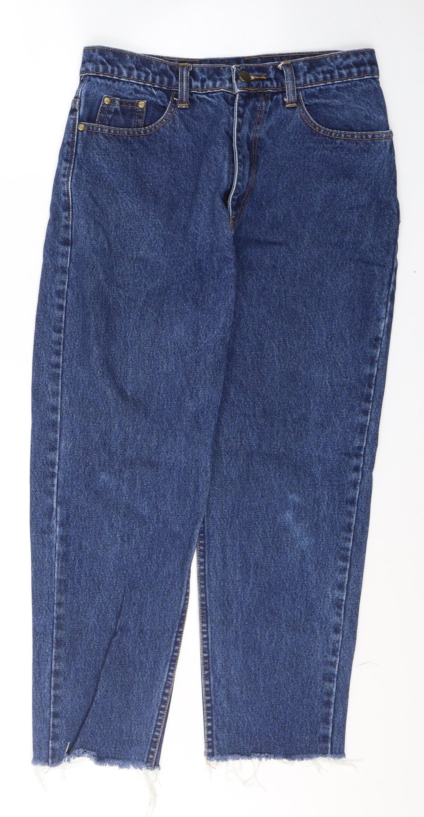 JEANS Womens Blue  Cotton Cropped Jeans Size M L24 in Slim Button