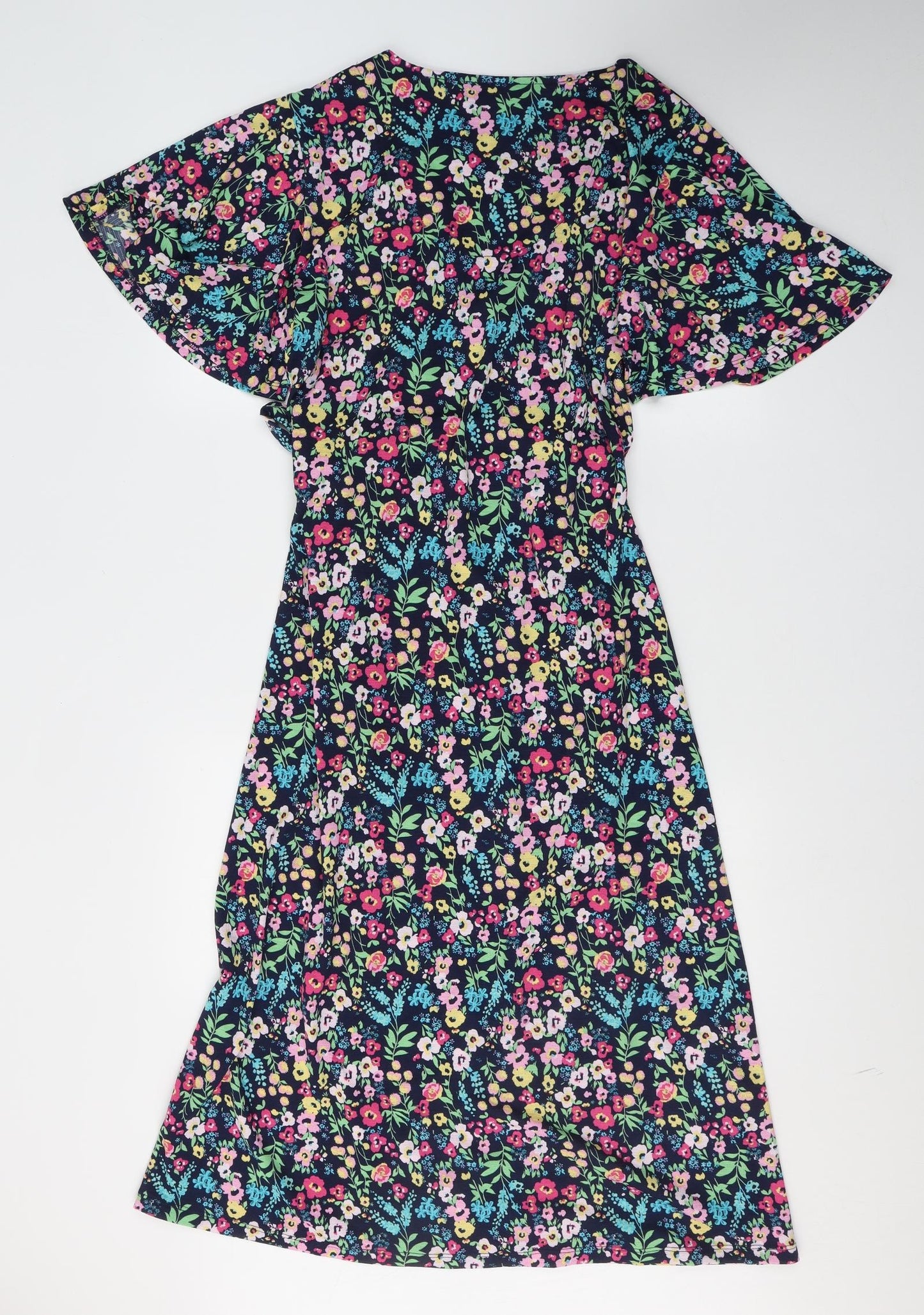 TU Womens Multicoloured Floral Viscose Wrap Dress  Size 14  V-Neck Tie