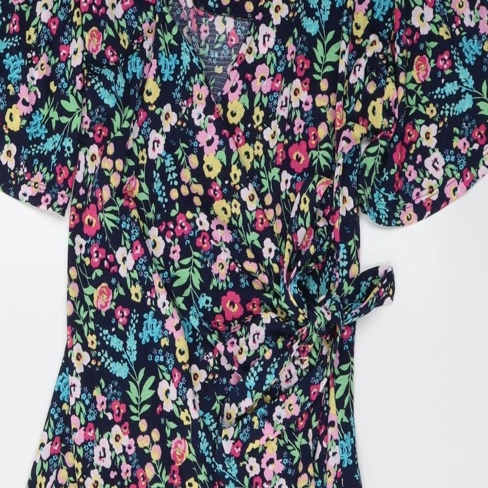 TU Womens Multicoloured Floral Viscose Wrap Dress  Size 14  V-Neck Tie