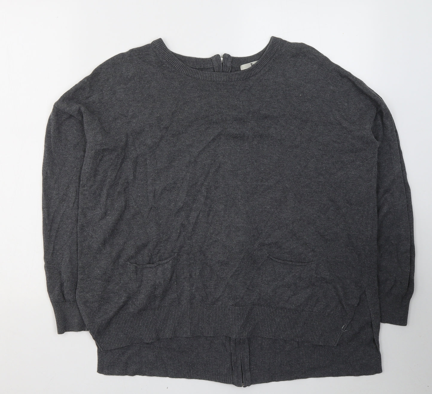 TU Womens Grey  Viscose Jersey T-Shirt Size 14 Round Neck