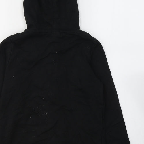 name it Boys Black  Cotton Full Zip Hoodie Size 9-10 Years  Zip
