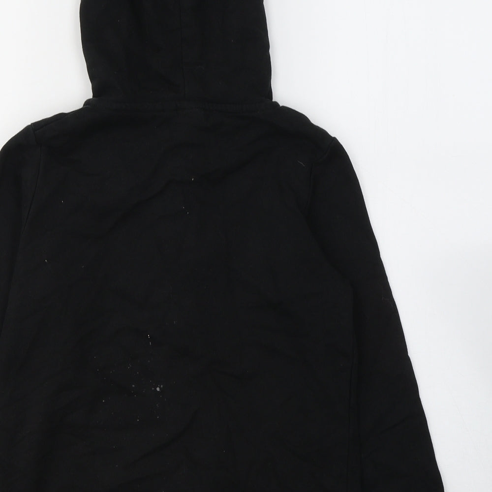 name it Boys Black  Cotton Full Zip Hoodie Size 9-10 Years  Zip