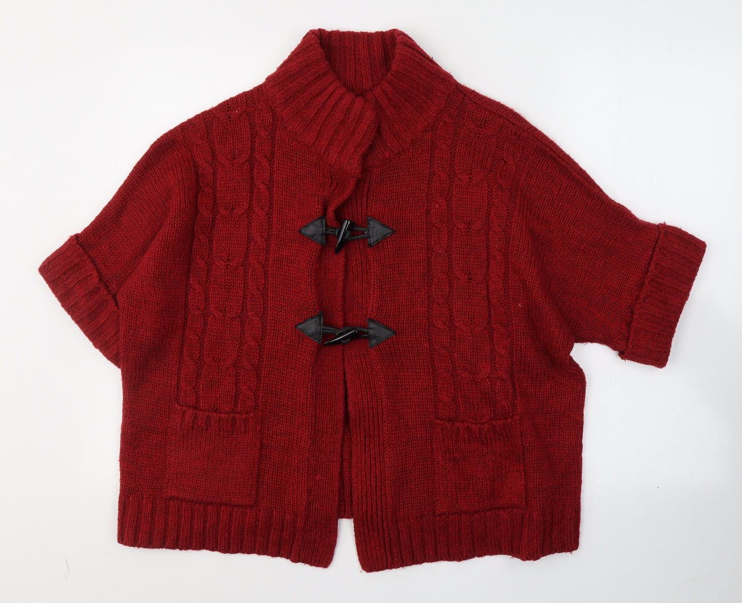 George Womens Red High Neck  Acrylic Cape Jumper Size 14
