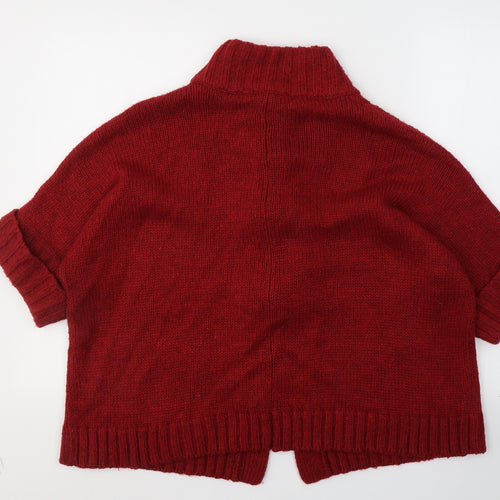 George Womens Red High Neck  Acrylic Cape Jumper Size 14