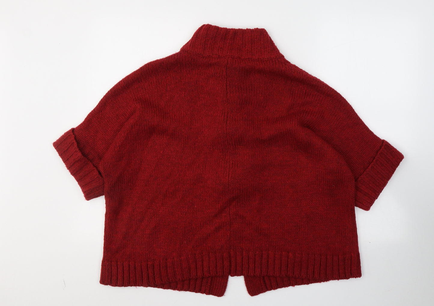 George Womens Red High Neck  Acrylic Cape Jumper Size 14