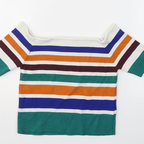 Cooperative Womens Multicoloured Striped Viscose Jersey T-Shirt Size S Square Neck