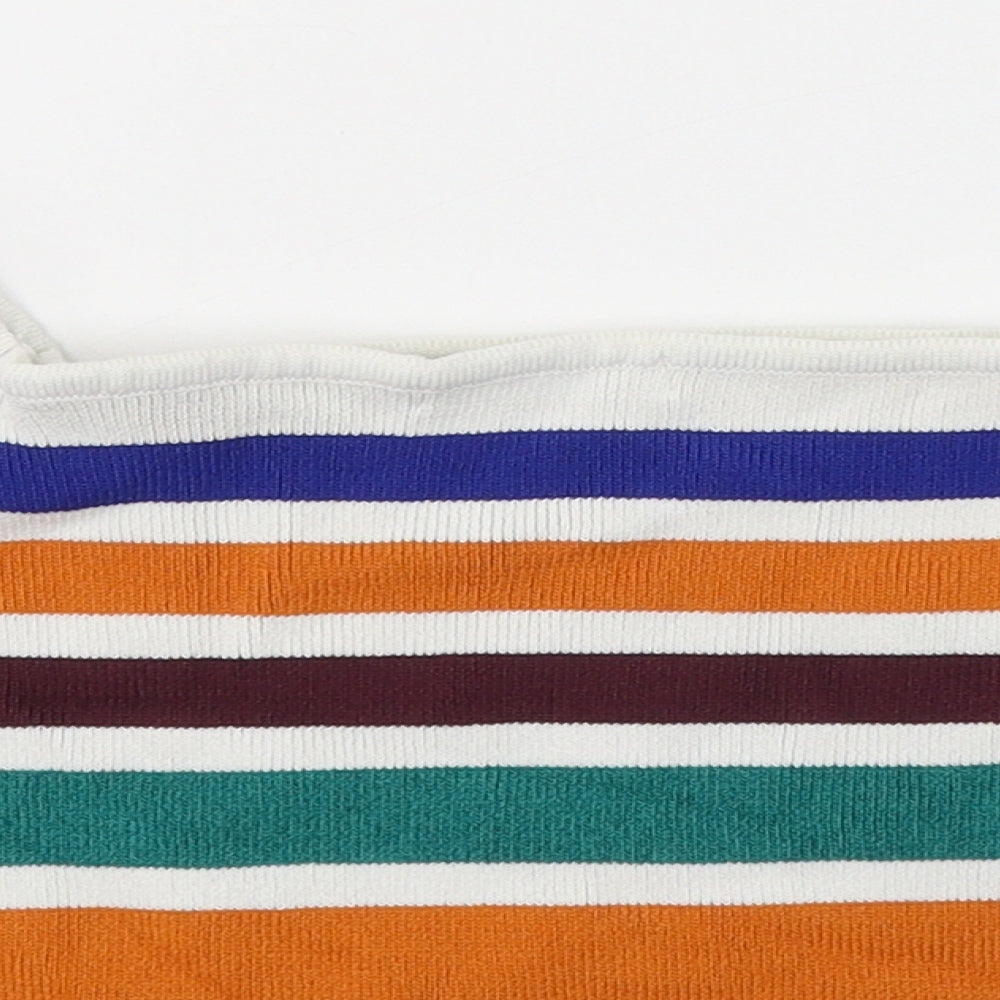 Cooperative Womens Multicoloured Striped Viscose Jersey T-Shirt Size S Square Neck