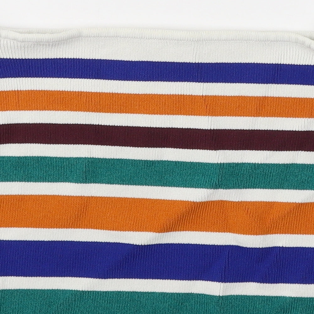 Cooperative Womens Multicoloured Striped Viscose Jersey T-Shirt Size S Square Neck