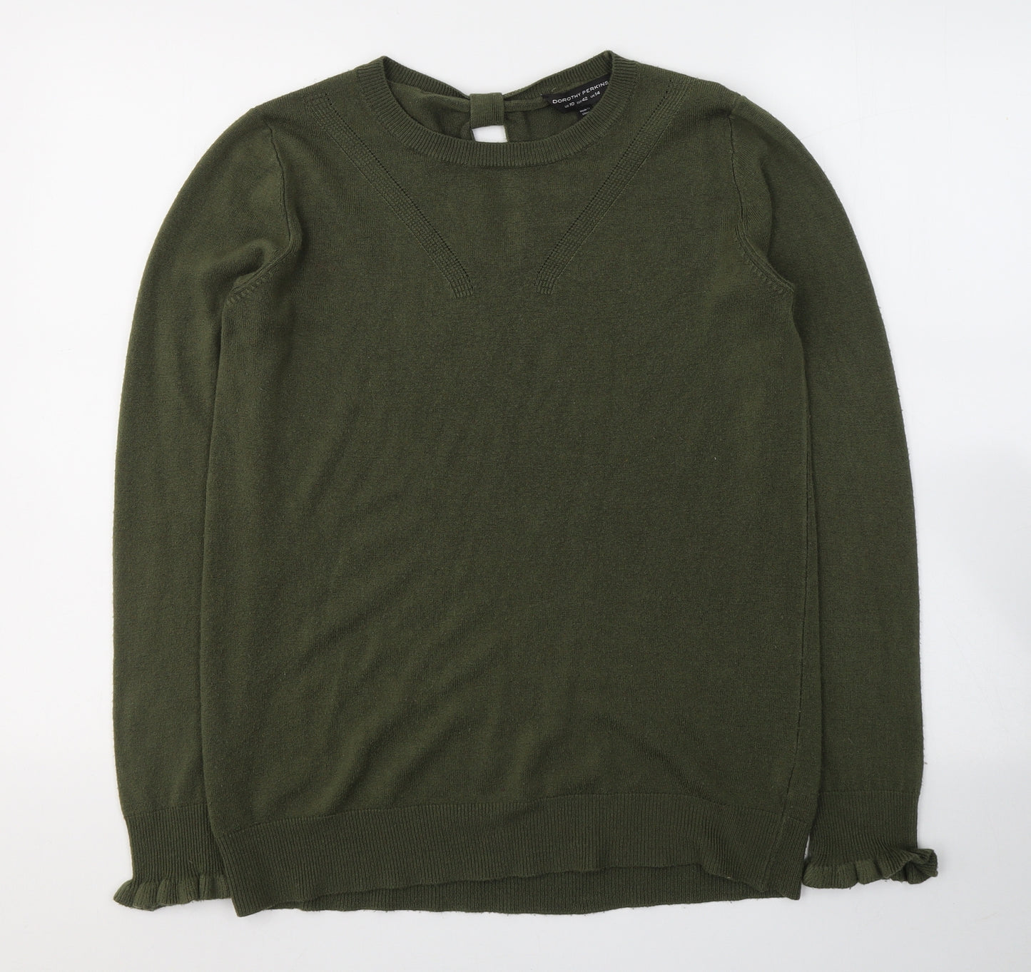 Dorothy Perkins Womens Green  Acrylic Jersey Blouse Size 14 Round Neck
