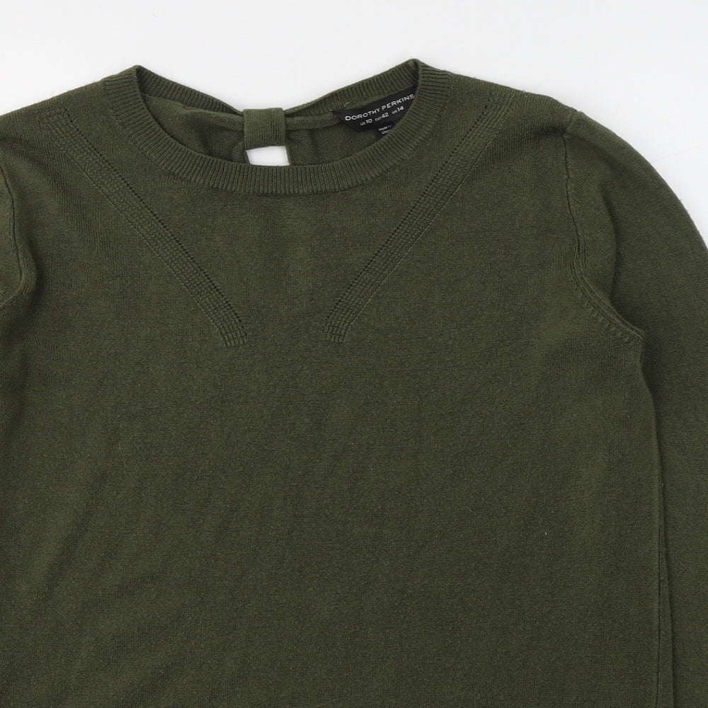 Dorothy Perkins Womens Green  Acrylic Jersey Blouse Size 14 Round Neck