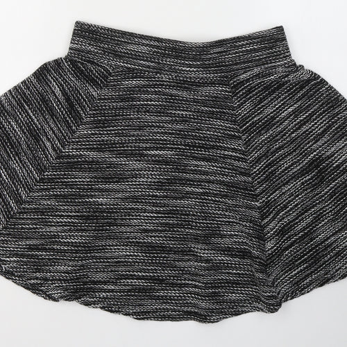 Divided by H&M Womens Black Striped Cotton Flare Skirt Size S   Zip