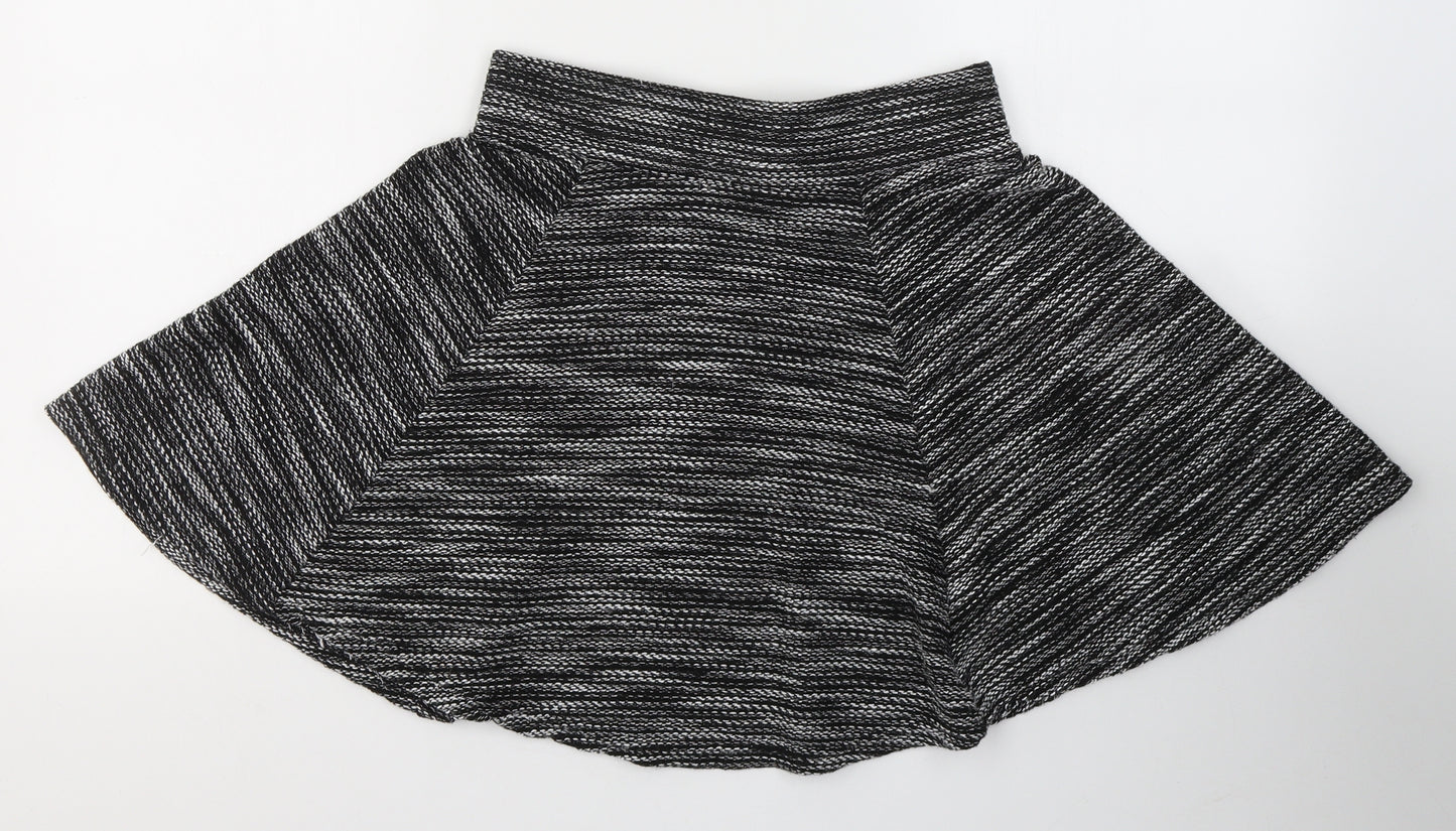 Divided by H&M Womens Black Striped Cotton Flare Skirt Size S   Zip
