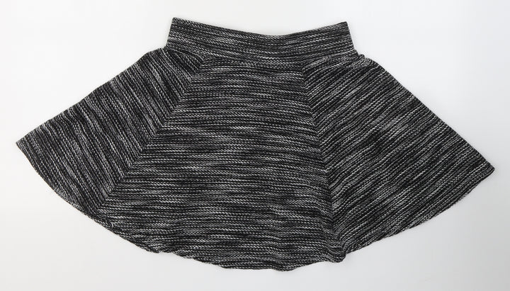 Divided by H&M Womens Black Striped Cotton Flare Skirt Size S Zip