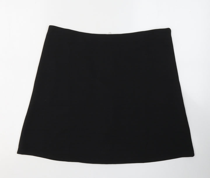 WITH LOVE Womens Black Polyester A-Line Skirt Size 14 Zip