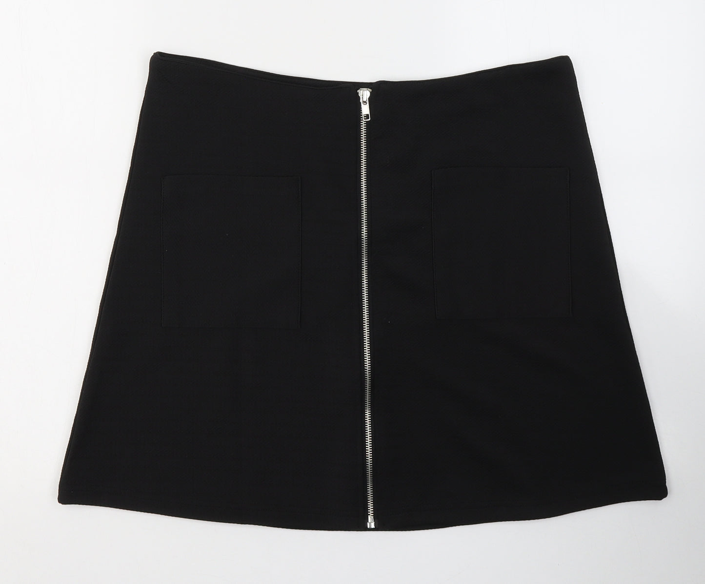 WITH LOVE Womens Black  Polyester A-Line Skirt Size 14   Zip