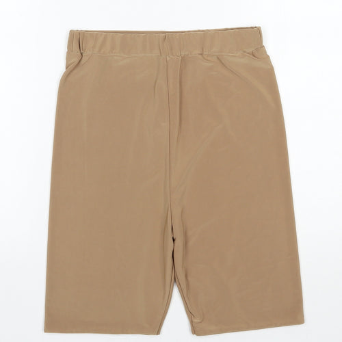 PRETTYLITTLETHING Womens Brown  Polyester Biker Shorts Size 10 L7 in Regular