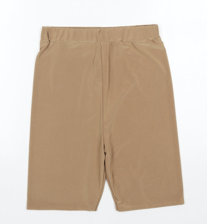 PRETTYLITTLETHING Womens Brown Polyester Biker Shorts Size 10 L7 in Regular